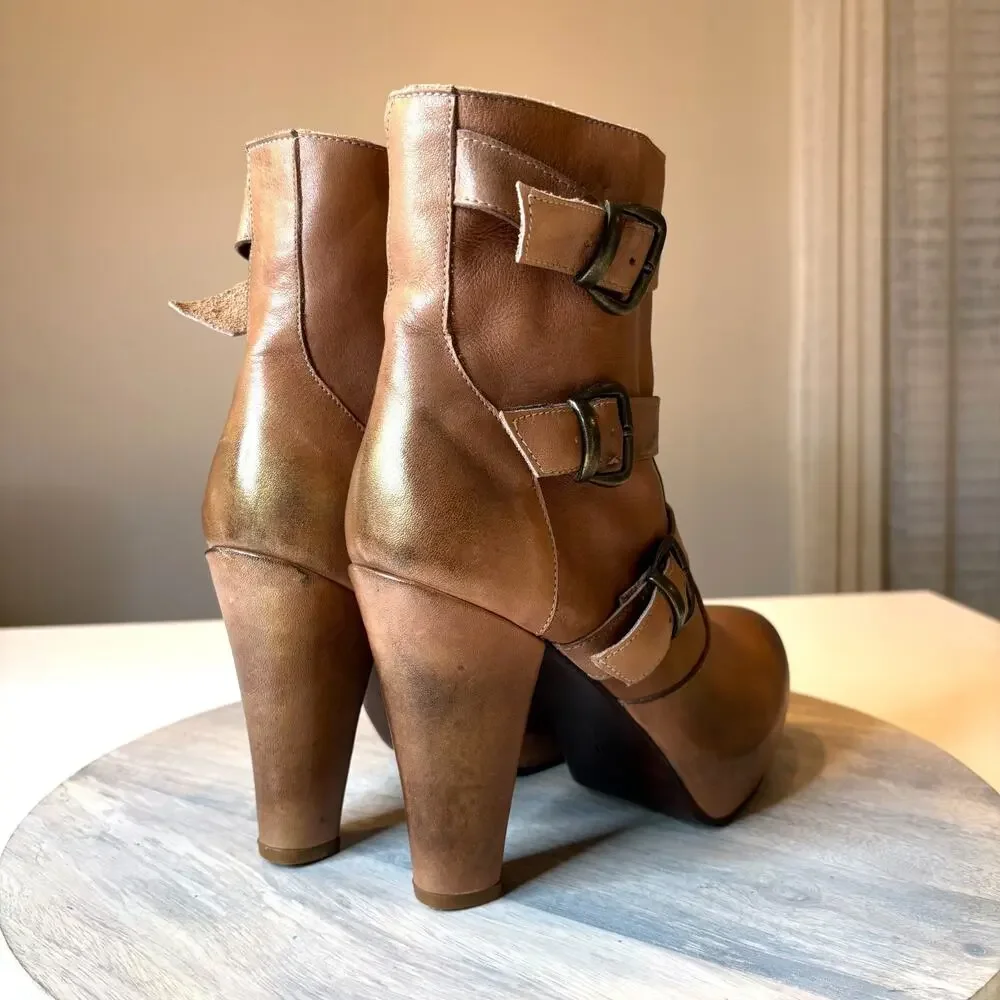 Bed Stu Cobbler Series Brown Leather Distressed Ankle Boots Women's US Size 9 - Picture 6 of 11